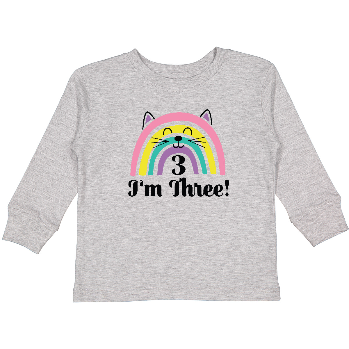 Inktastic 3rd Birthday Rainbow 3 Year Old Girl Toddler Long Sleeve T-Shirt Girls - Picture 3 of 3