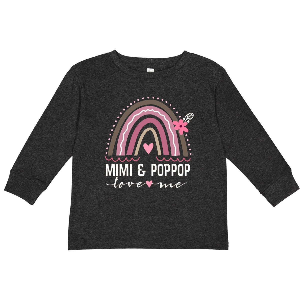 Inktastic Mimi And PopPop Love Me Rainbow Toddler Long Sleeve T-Shirt Grandchild