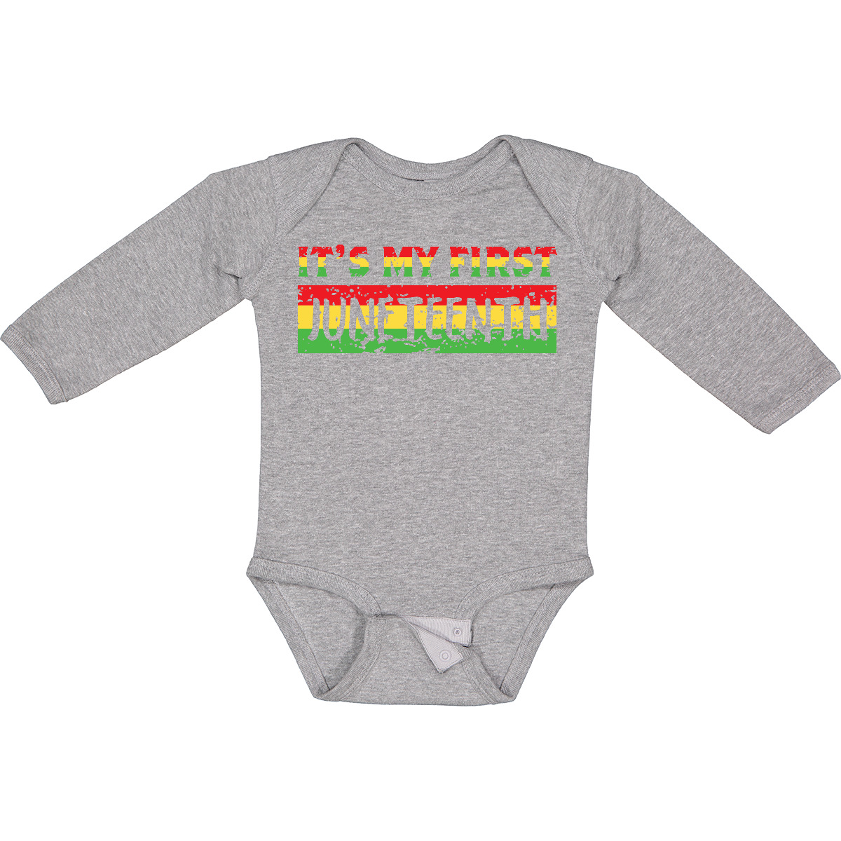 Inktastic It’s My First Juneteenth Red, Yellow, And Green Long Sleeve Creeper I