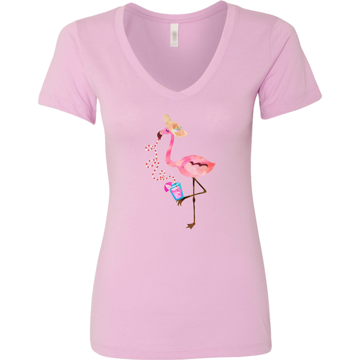 Inktastic Cute Summer Flamingo Women's V-Neck T-Shirt Flamingos