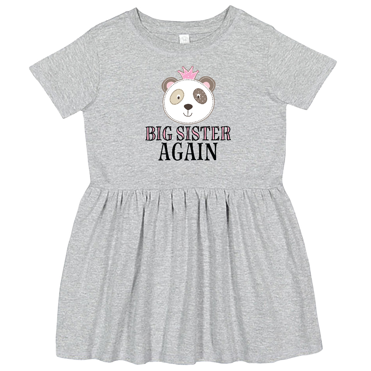Inktastic Big Sister Again Girl Panda Toddler Dress Sis Childs Girls Bear Outfit - Picture 2 of 4