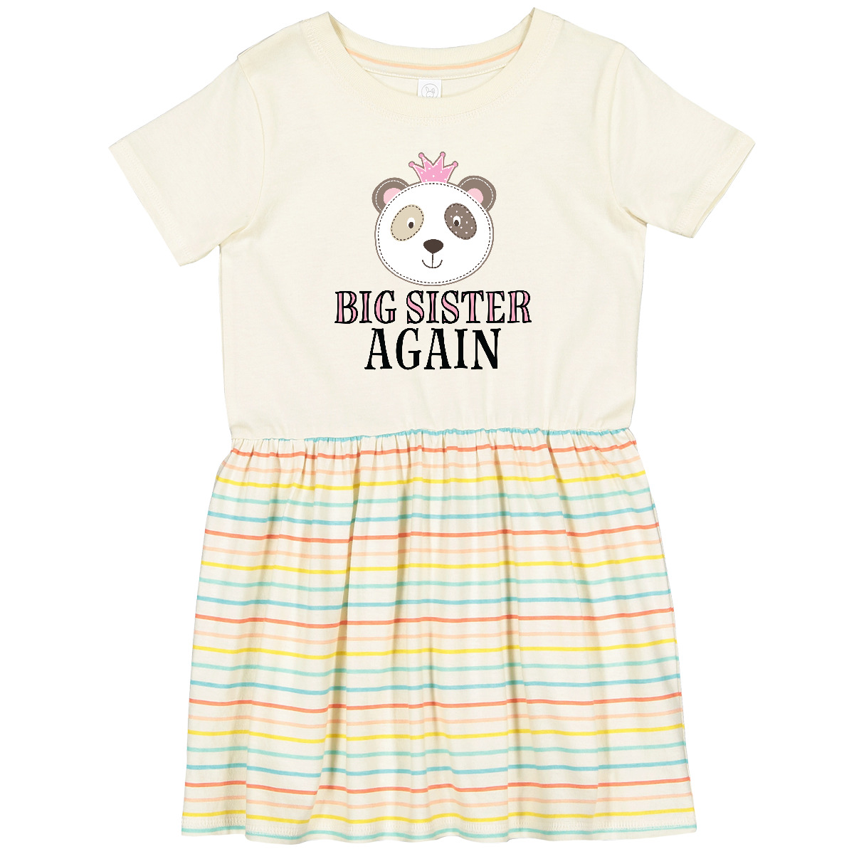 Inktastic Big Sister Again Girl Panda Toddler Dress Sis Childs Girls Bear Outfit - Picture 3 of 4