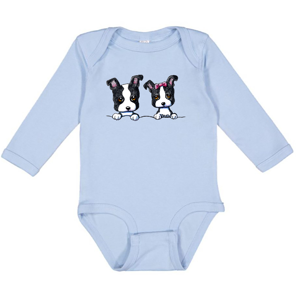 Inktastic Boston Terriers (Dark Apparel) Long Sleeve Creeper - KiniArt Terrier - Picture 5 of 12