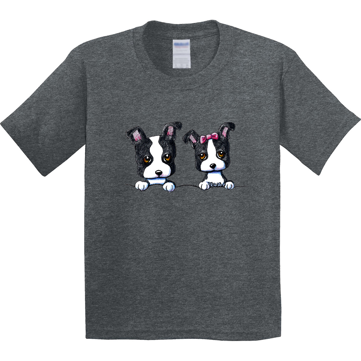 Inktastic Boston Terriers (Dark Apparel) Youth T-Shirt - KiniArt Terrier Dog Tee - Picture 5 of 8