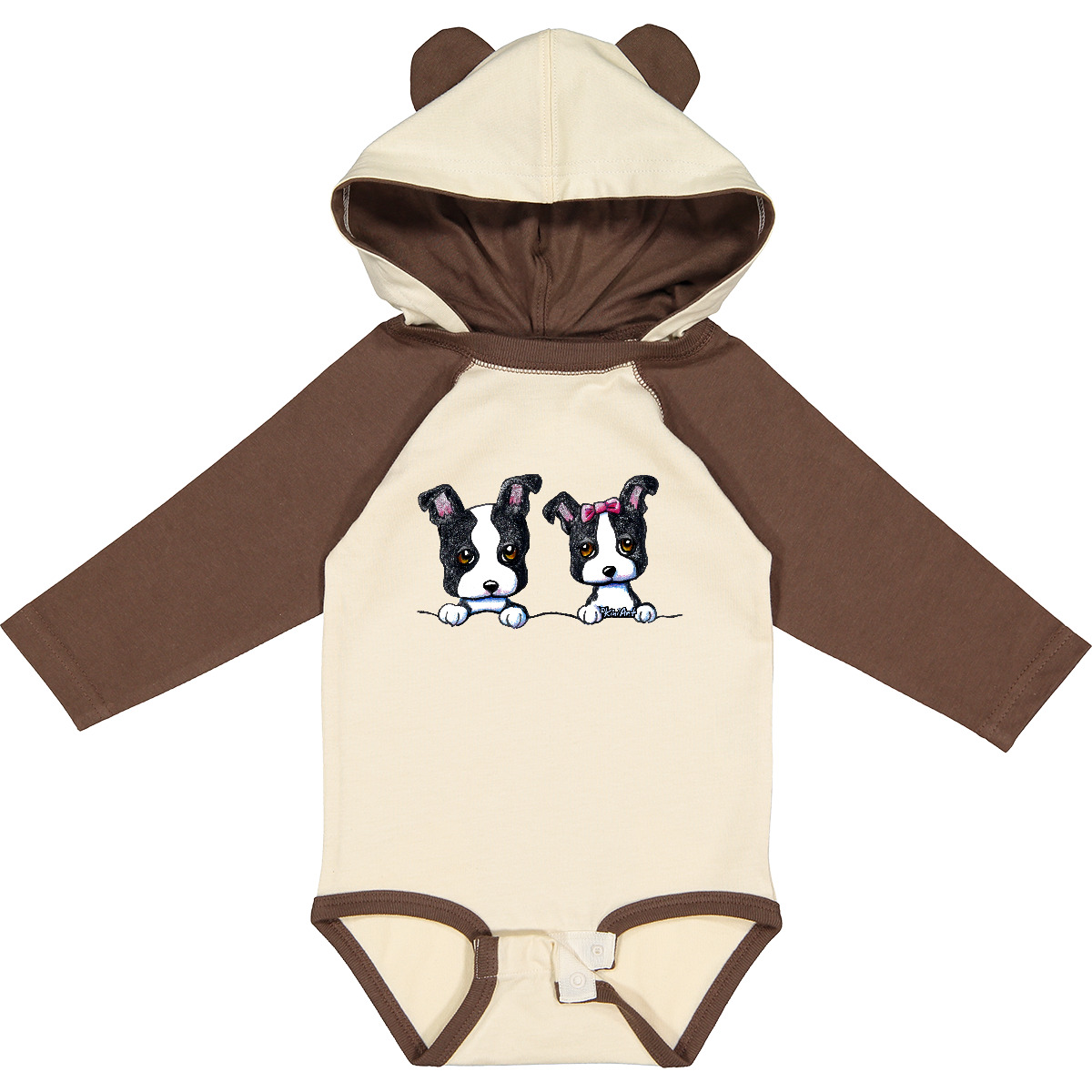 Inktastic Boston Terriers (Dark Apparel) Long Sleeve Creeper - KiniArt Terrier - Picture 9 of 12