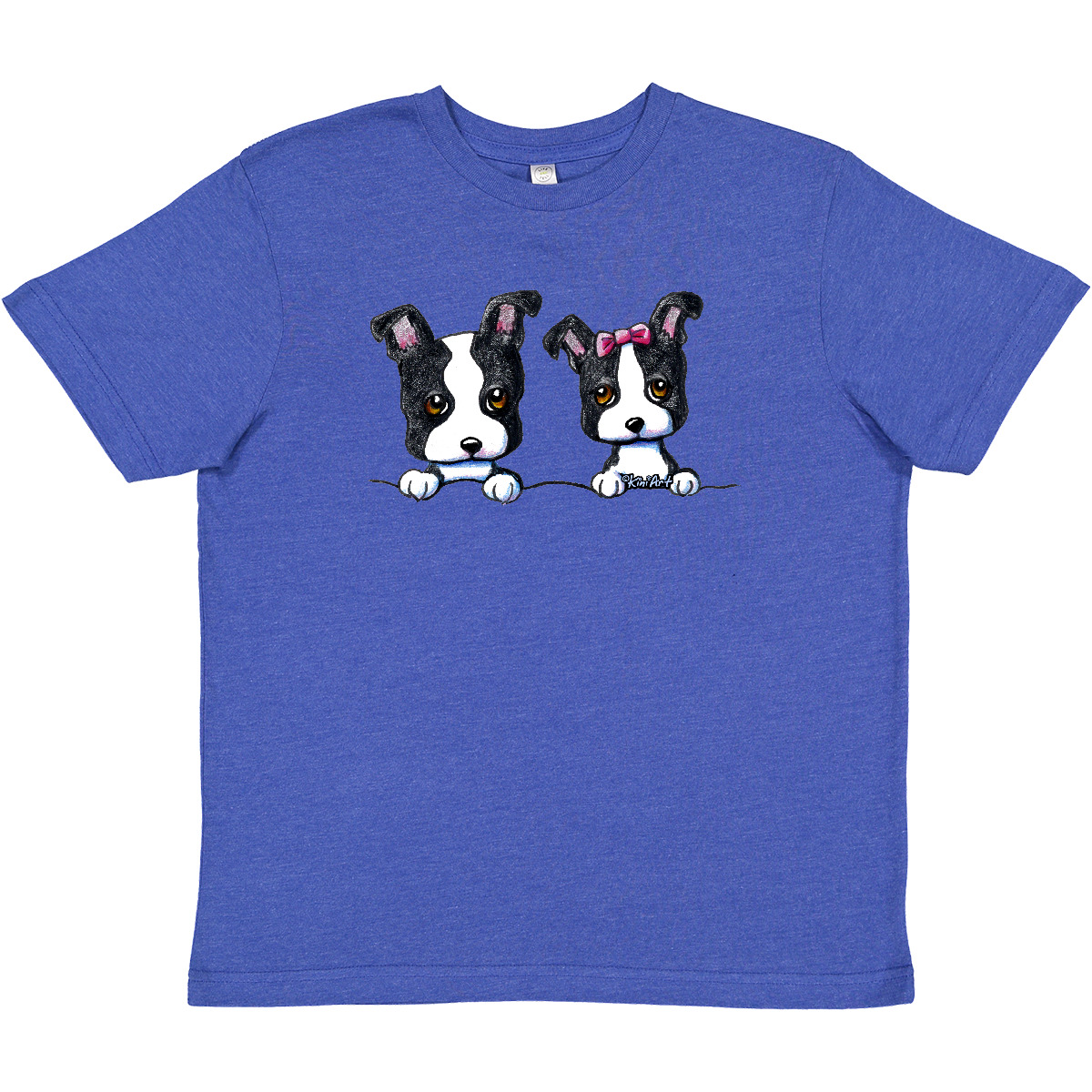 Inktastic Boston Terriers (Dark Apparel) Youth T-Shirt - KiniArt Terrier Dog Tee - Picture 7 of 8
