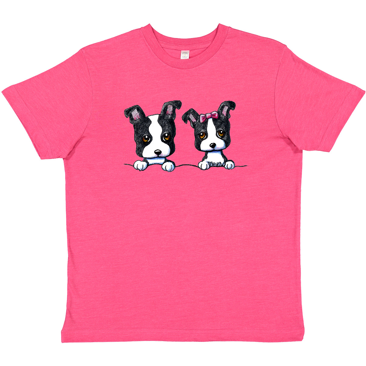 Inktastic Boston Terriers (Dark Apparel) Youth T-Shirt - KiniArt Terrier Dog Tee - Picture 6 of 8
