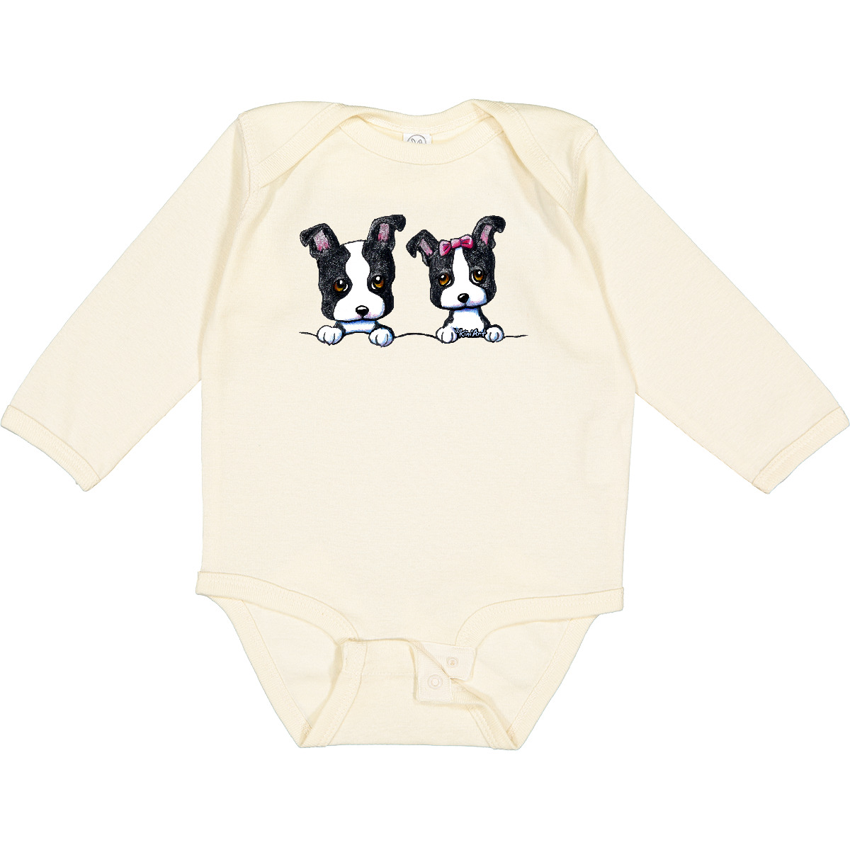 Inktastic Boston Terriers (Dark Apparel) Long Sleeve Creeper - KiniArt Terrier - Picture 8 of 12