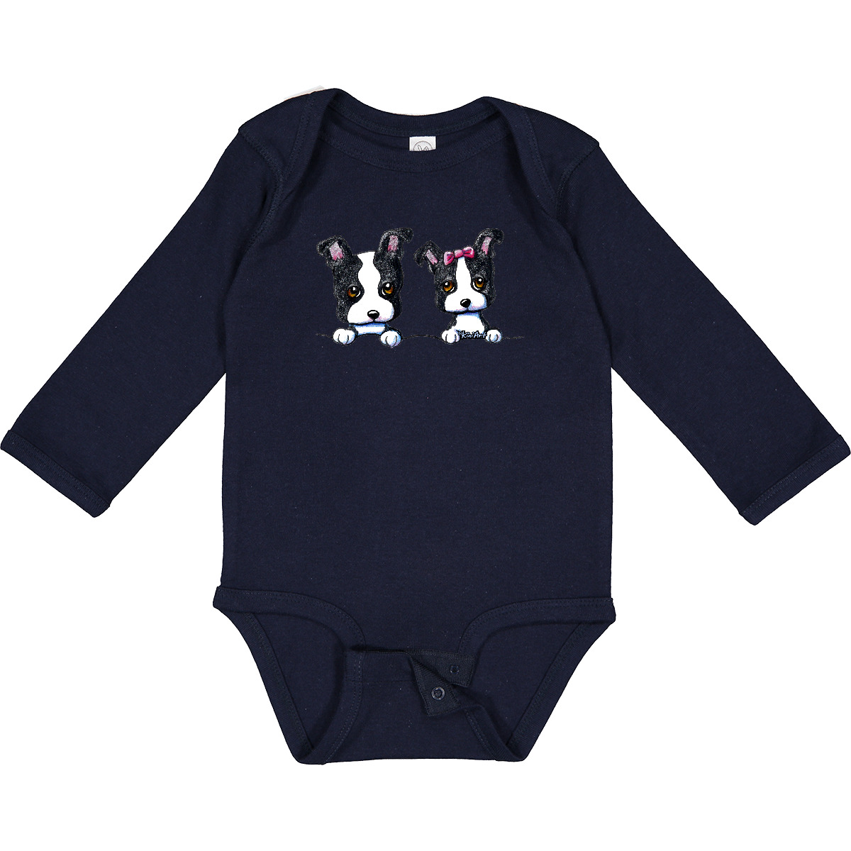 Inktastic Boston Terriers (Dark Apparel) Long Sleeve Creeper - KiniArt Terrier - Picture 11 of 12