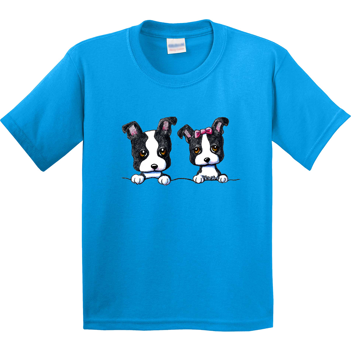 Inktastic Boston Terriers (Dark Apparel) Youth T-Shirt - KiniArt Terrier Dog Tee - Picture 4 of 8