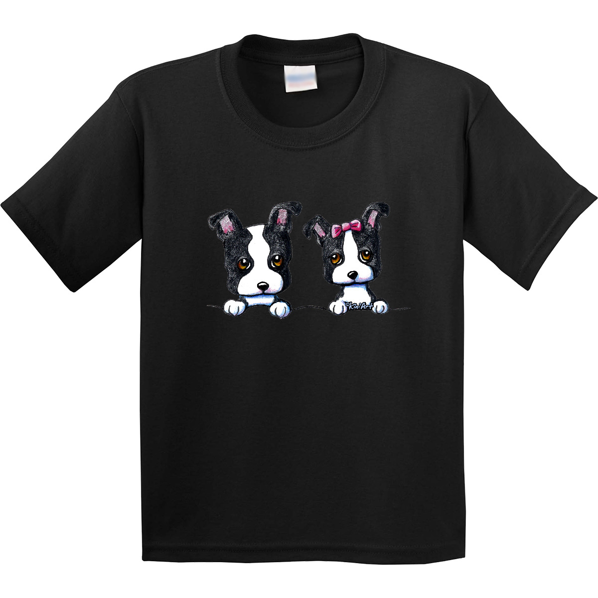 Inktastic Boston Terriers (Dark Apparel) Youth T-Shirt - KiniArt Terrier Dog Tee - Picture 2 of 8