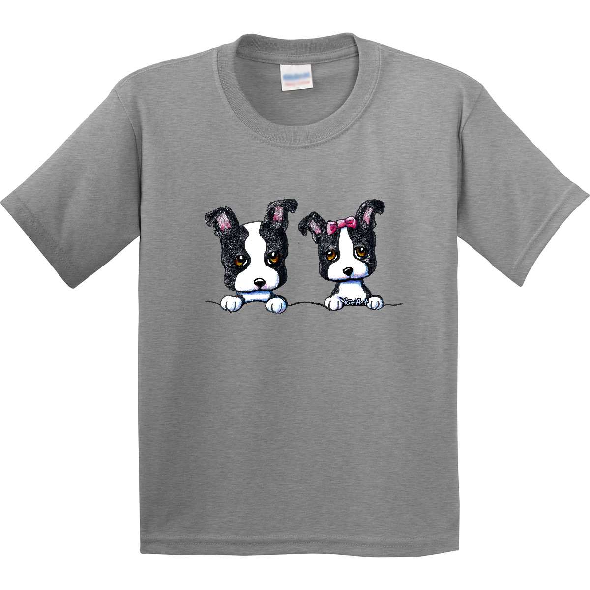 Inktastic Boston Terriers (Dark Apparel) Youth T-Shirt - KiniArt Terrier Dog Tee - Picture 3 of 8
