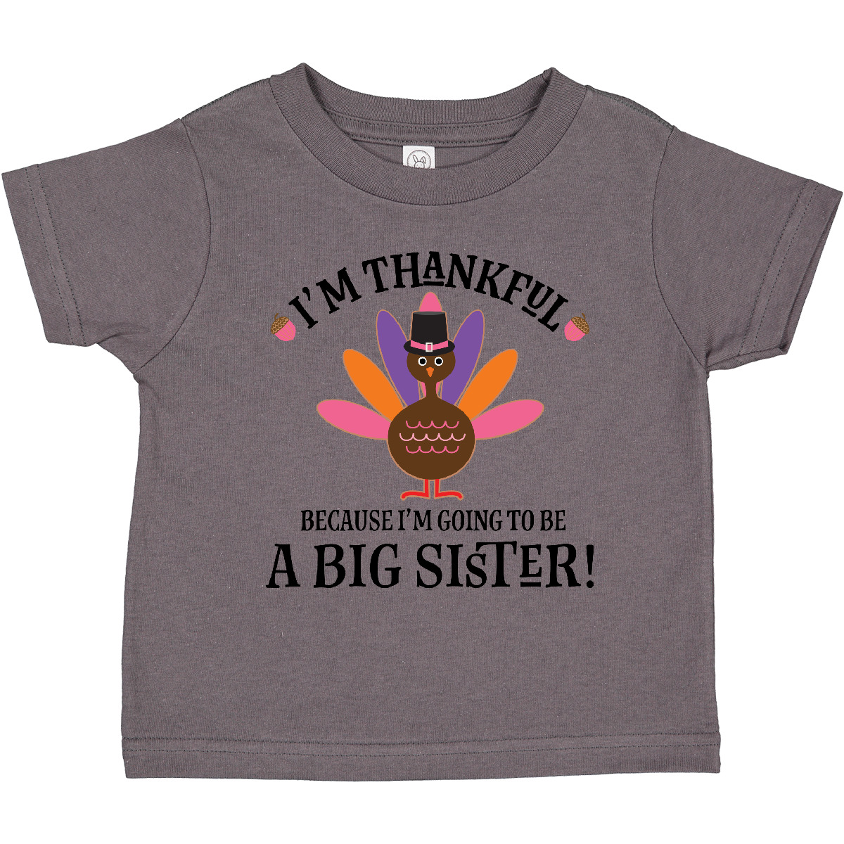 Inktastic Big Sister Thanksgiving Announcement Toddler T-Shirt Sis Reveal Girls - Picture 2 of 12