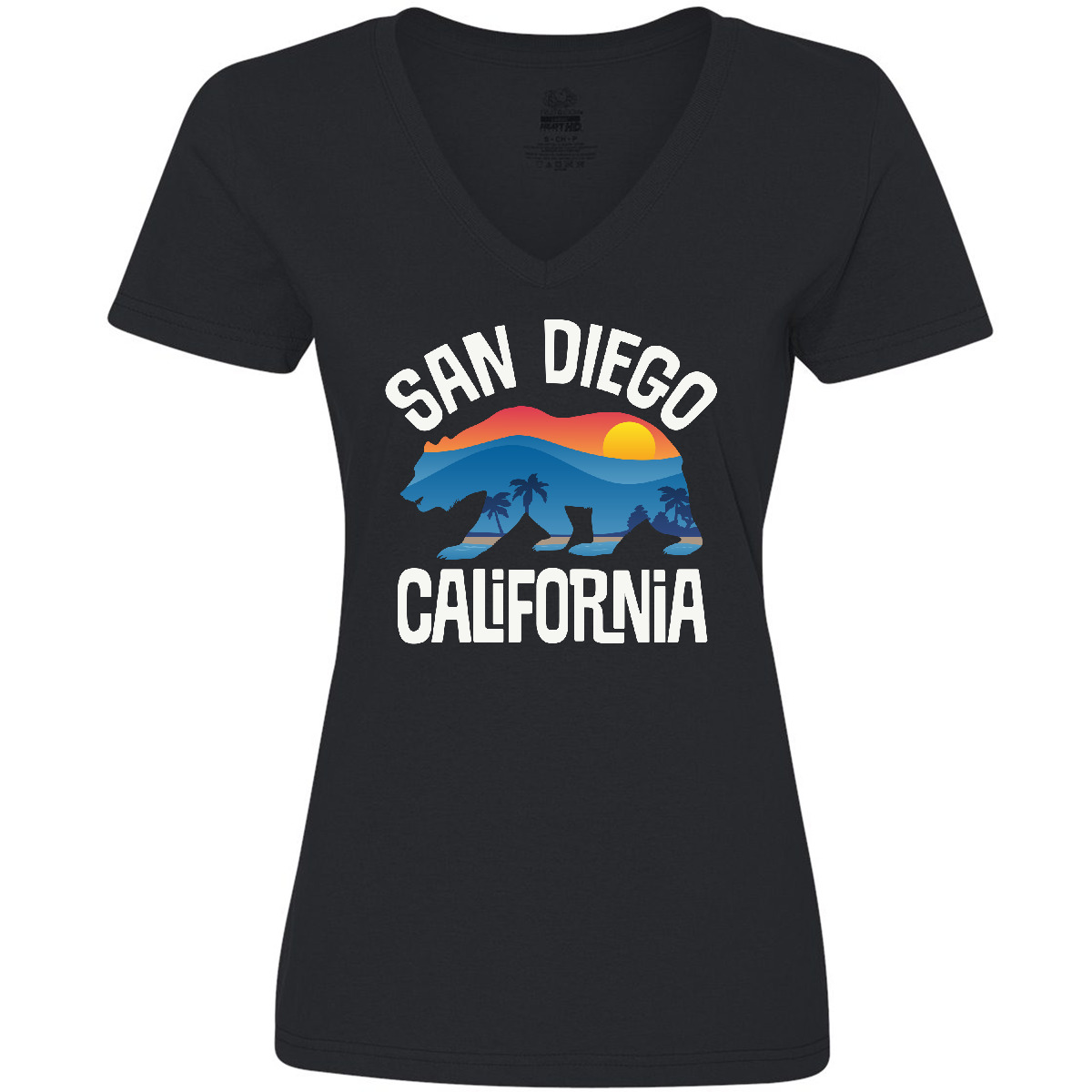 Inktastic San Diego California Bear Sunset Women's V-Neck T-Shirt Apparel Tees - Picture 3 of 6