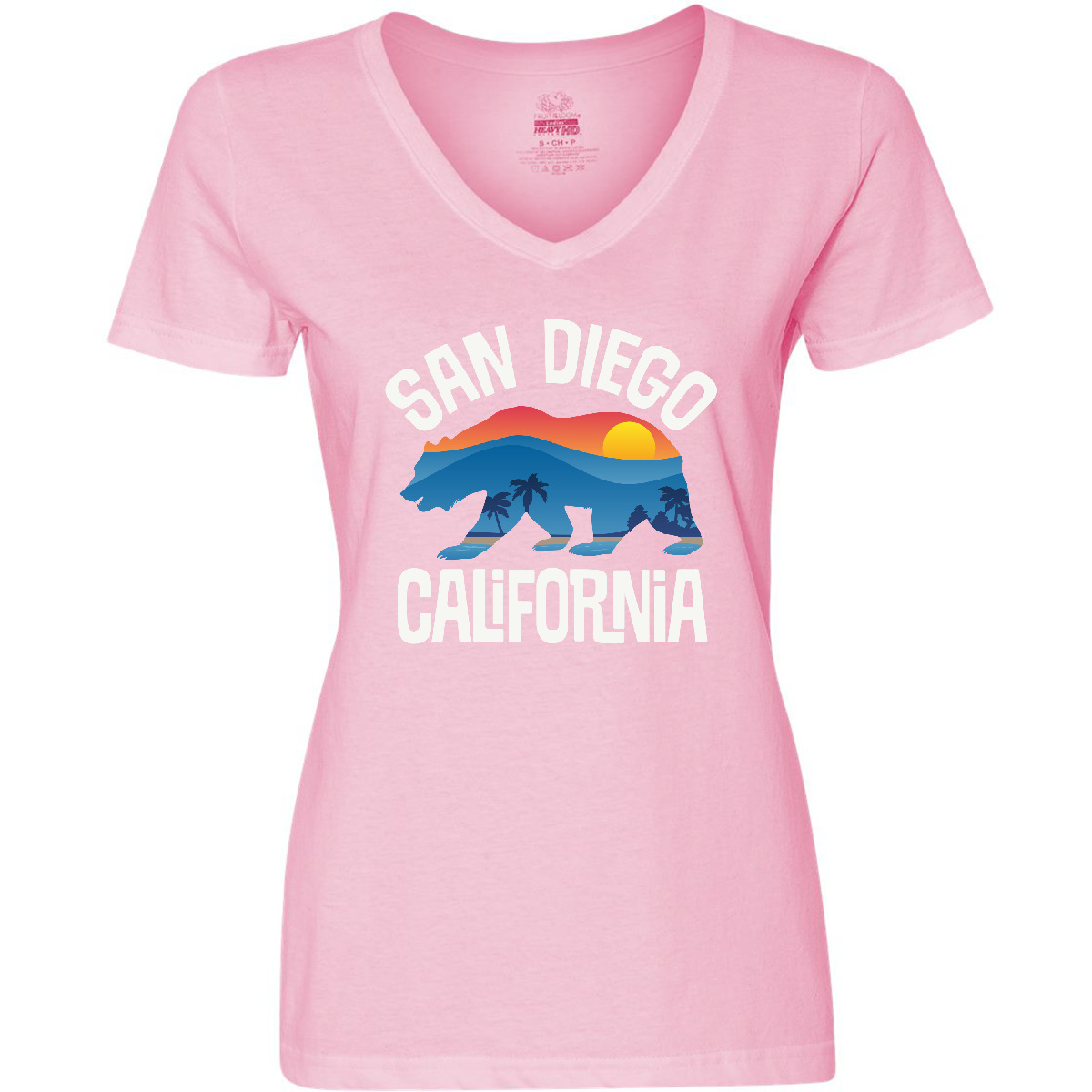 Inktastic San Diego California Bear Sunset Women's V-Neck T-Shirt Apparel Tees - Picture 5 of 6