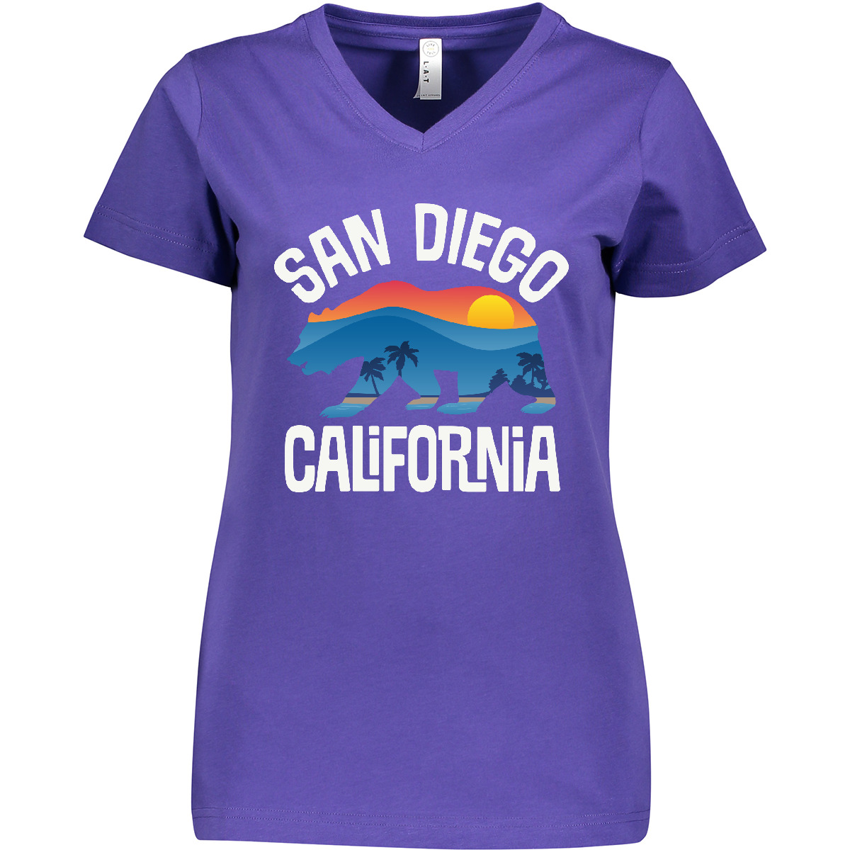 Inktastic San Diego California Bear Sunset Women's V-Neck T-Shirt Apparel Tees - Picture 6 of 6