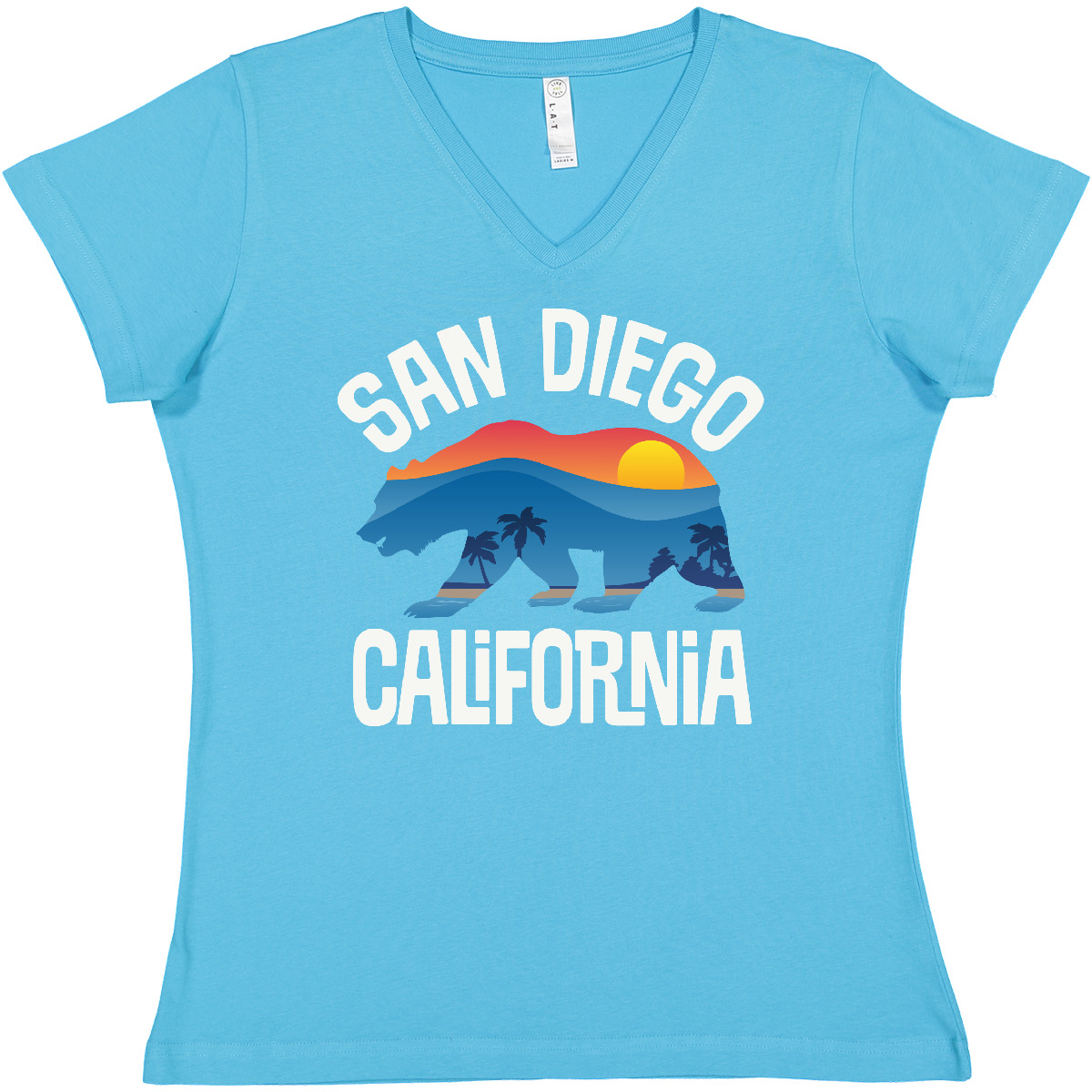 Inktastic San Diego California Bear Sunset Women's V-Neck T-Shirt Apparel Tees - Picture 2 of 6