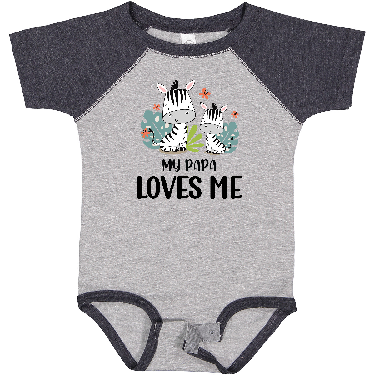 Inktastic Zebra My Papa Loves Me Baby Bodysuit Grandpa Grandchild Grandfather - Picture 4 of 10