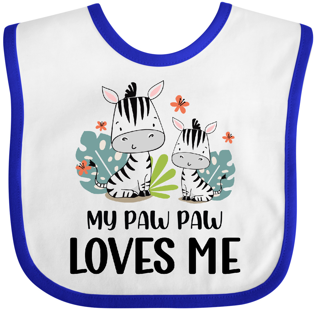 Inktastic Zebra My Paw Paw Loves Me Baby Bib Grandpa Grandchild Granddaughter - Picture 9 of 9