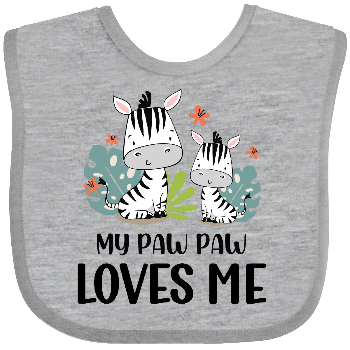 Inktastic Zebra My Paw Paw Loves Me Baby Bib Grandpa Grandchild Granddaughter - Picture 3 of 9
