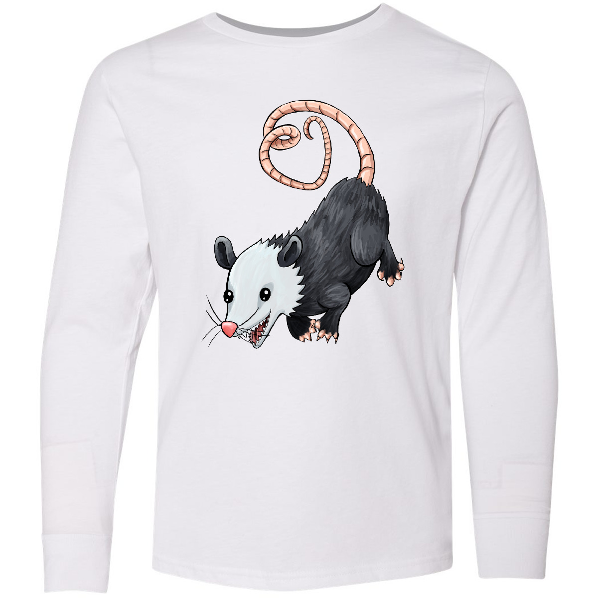 Inktastic Cute Possum And Heart Tail Youth Long Sleeve T-Shirt Animals Marsupial - Picture 3 of 3