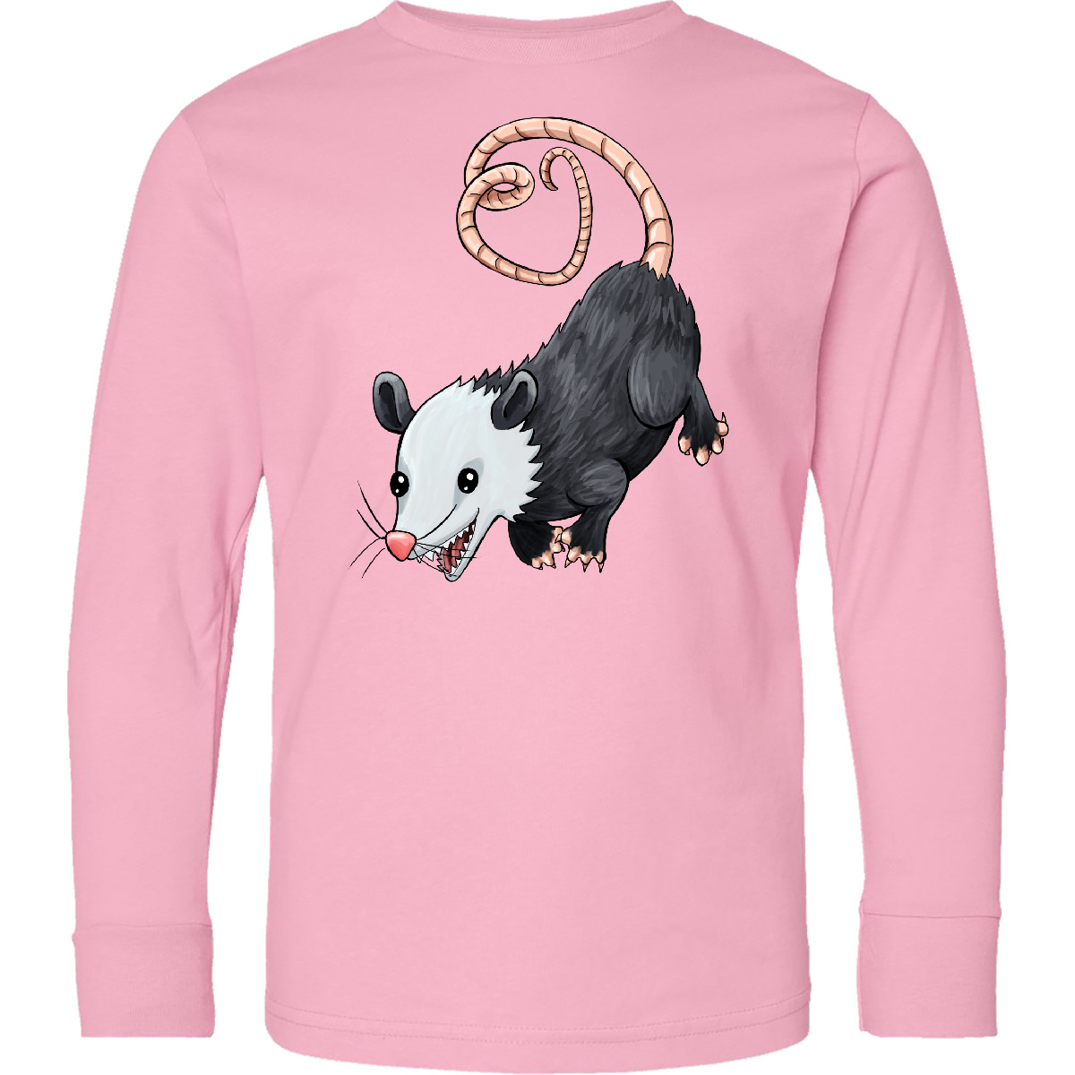 Inktastic Cute Possum And Heart Tail Youth Long Sleeve T-Shirt Animals Marsupial - Picture 2 of 3