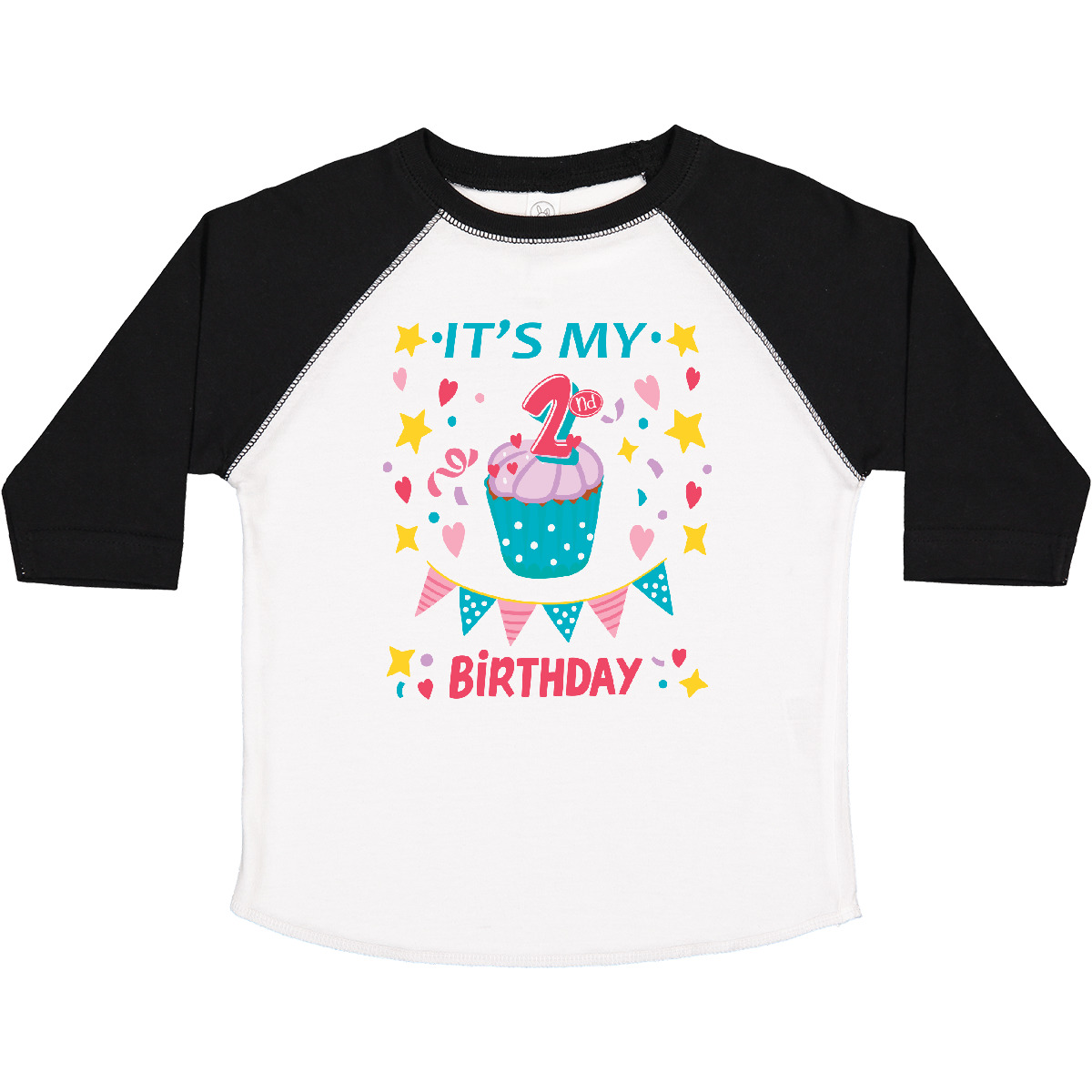 Inktastic Colorful Cupcake And Confetti Girls 2nd Birthday Toddler T-Shirt 2 Yo - Imagen 9 de 9