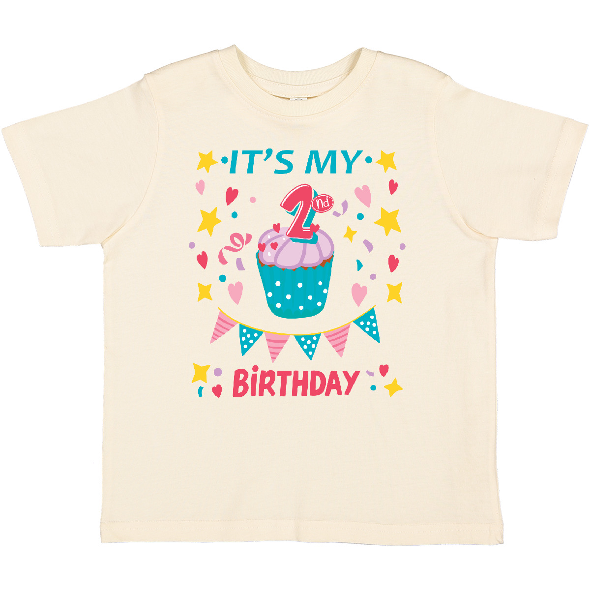 Inktastic Colorful Cupcake And Confetti Girls 2nd Birthday Toddler T-Shirt 2 Yo - Imagen 7 de 9