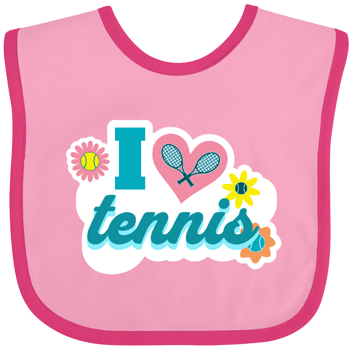 Inktastic I Love Tennis Baby Bib Sports Coach Team Vintage Clothing Infant - Picture 11 of 13
