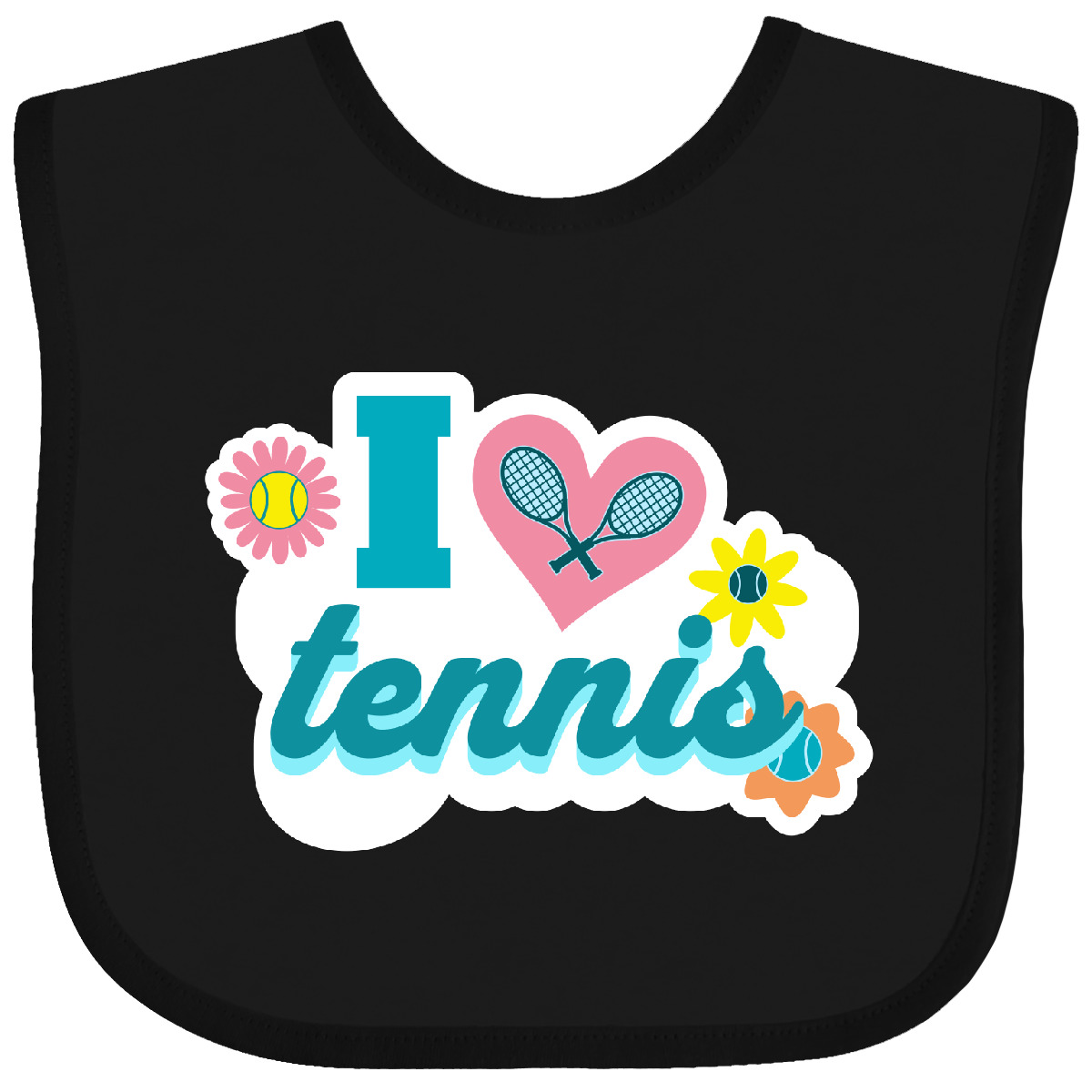Inktastic I Love Tennis Baby Bib Sports Coach Team Vintage Clothing Infant - Picture 3 of 13