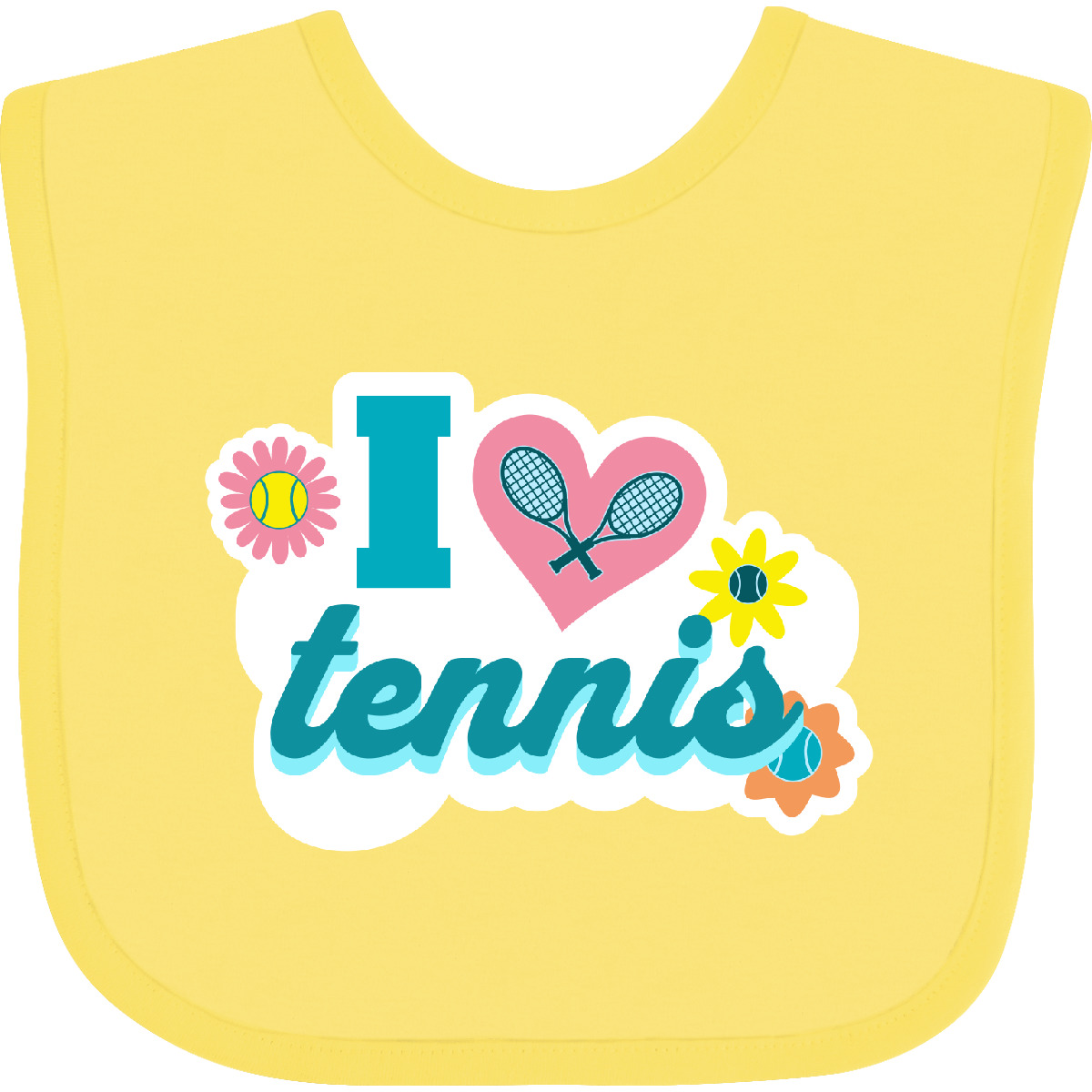 Inktastic I Love Tennis Baby Bib Sports Coach Team Vintage Clothing Infant - Picture 2 of 13
