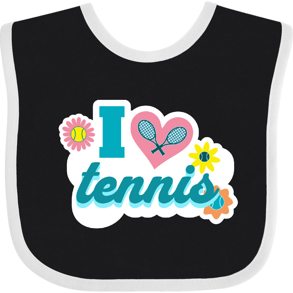 Inktastic I Love Tennis Baby Bib Sports Coach Team Vintage Clothing Infant - Picture 4 of 13