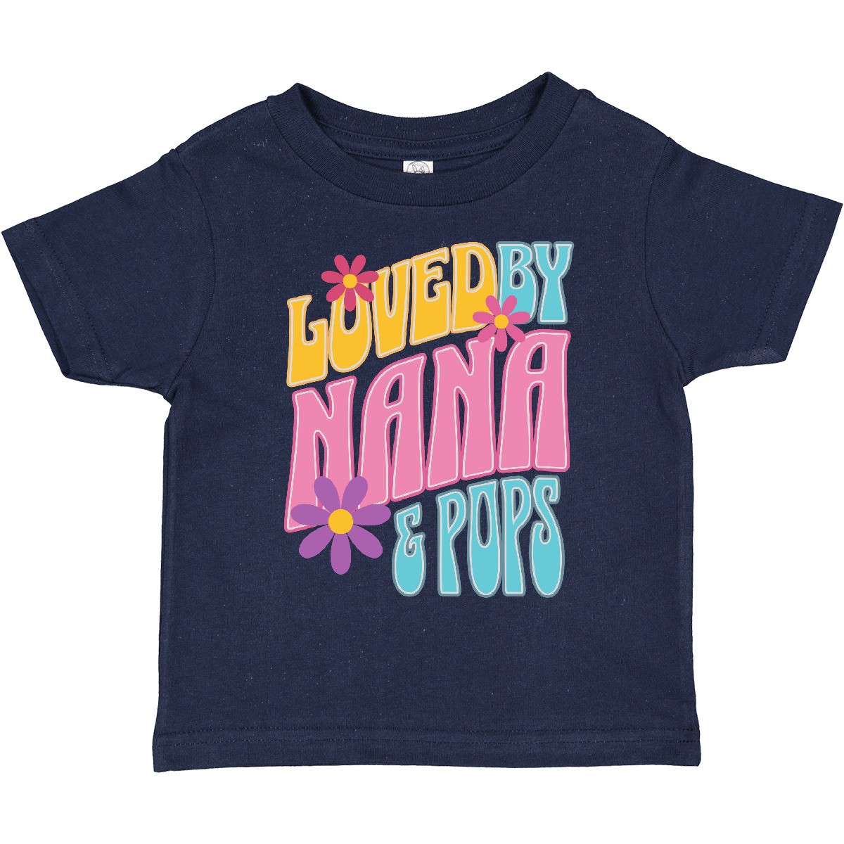 Inktastic Nana And Pops Love Me Retro Flowered Toddler T-Shirt Granddaughter Kid - Picture 11 of 16