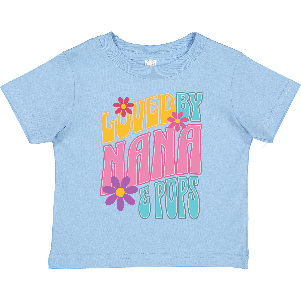Inktastic Nana And Pops Love Me Retro Flowered Toddler T-Shirt Granddaughter Kid - Picture 9 of 16