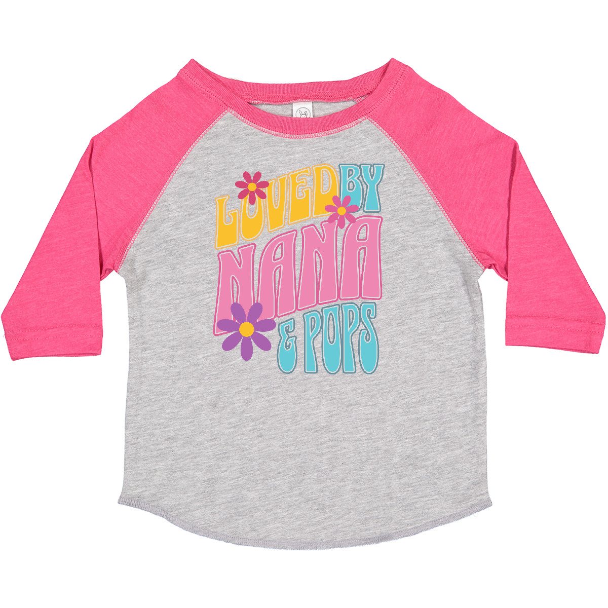 Inktastic Nana And Pops Love Me Retro Flowered Toddler T-Shirt Granddaughter Kid - Picture 4 of 16