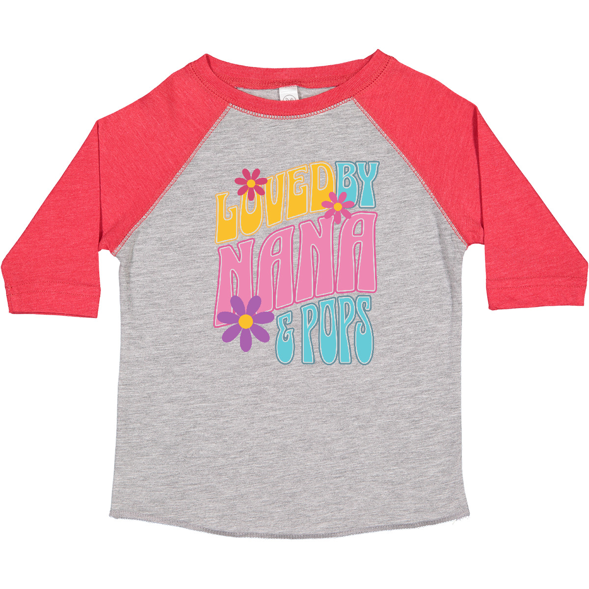Inktastic Nana And Pops Love Me Retro Flowered Toddler T-Shirt Granddaughter Kid - Picture 5 of 16