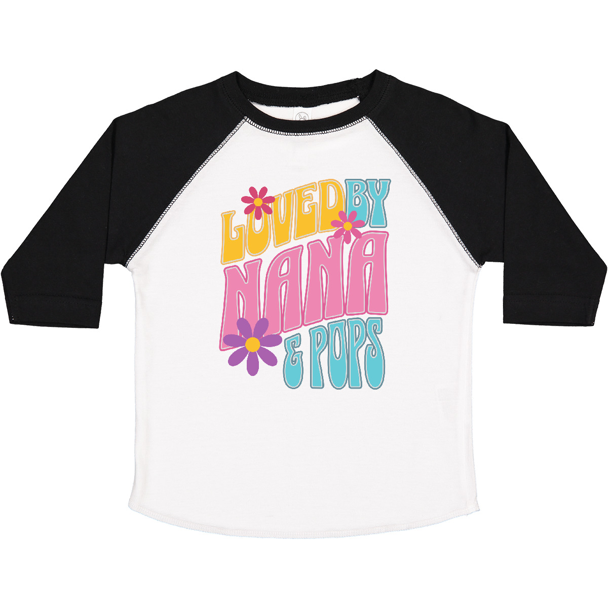 Inktastic Nana And Pops Love Me Retro Flowered Toddler T-Shirt Granddaughter Kid - Picture 16 of 16