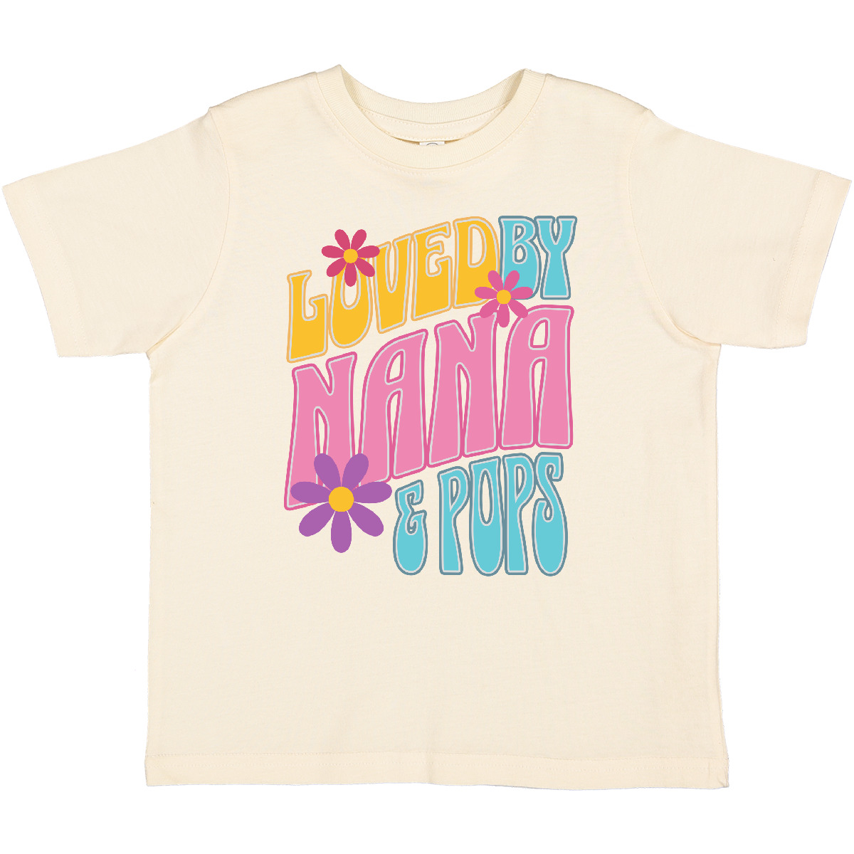 Inktastic Nana And Pops Love Me Retro Flowered Toddler T-Shirt Granddaughter Kid - Picture 10 of 16
