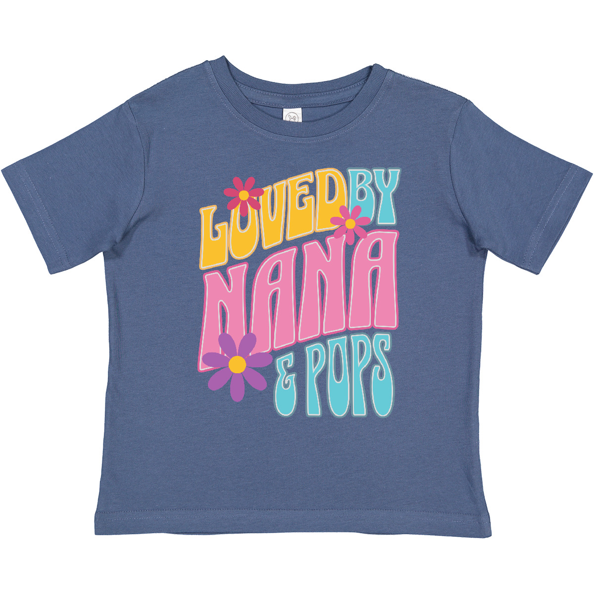Inktastic Nana And Pops Love Me Retro Flowered Toddler T-Shirt Granddaughter Kid - Picture 7 of 16