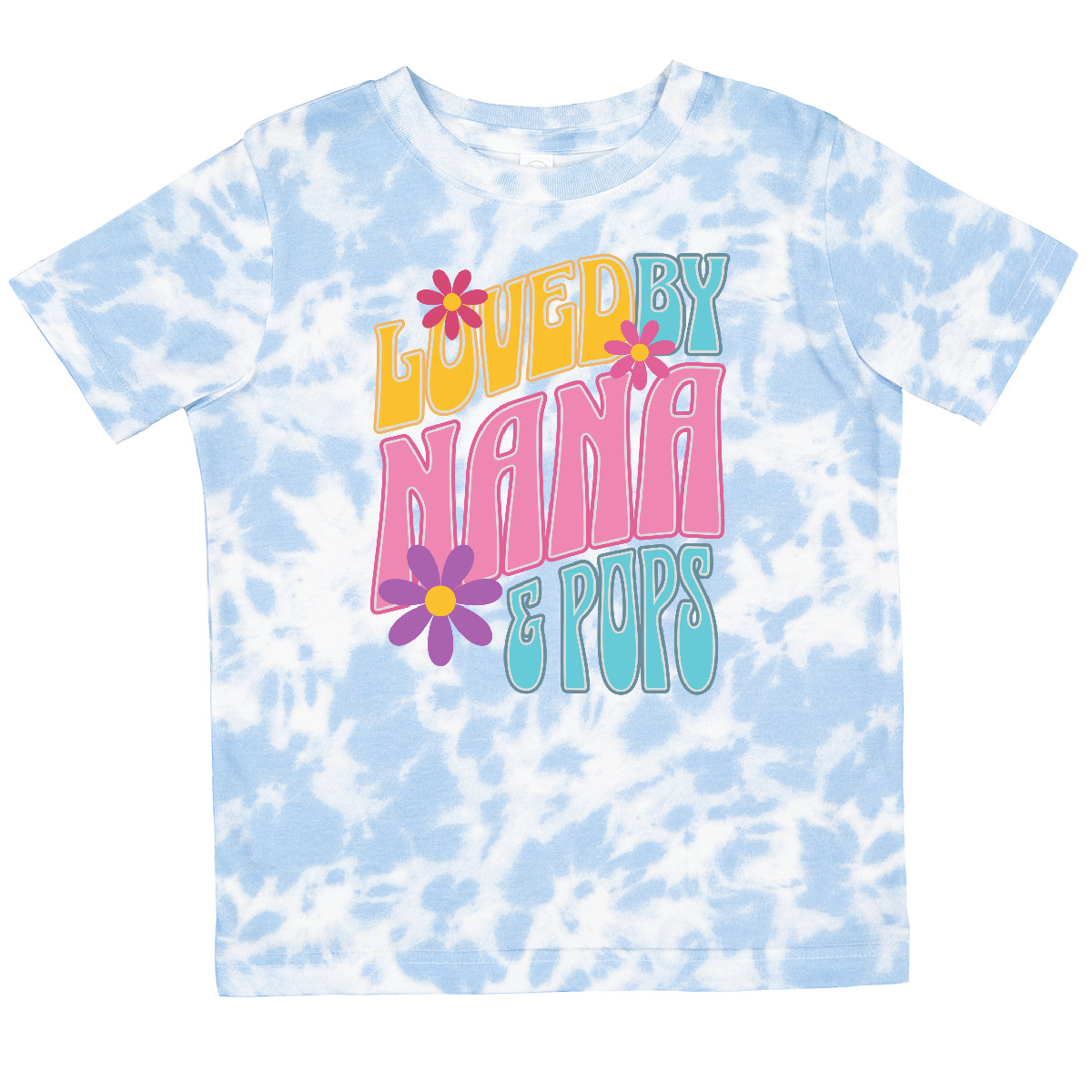 Inktastic Nana And Pops Love Me Retro Flowered Toddler T-Shirt Granddaughter Kid - Picture 14 of 16