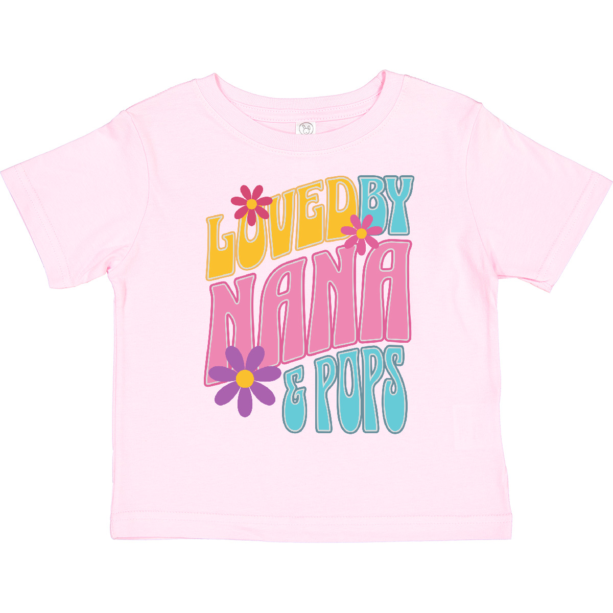 Inktastic Nana And Pops Love Me Retro Flowered Toddler T-Shirt Granddaughter Kid - Picture 12 of 16