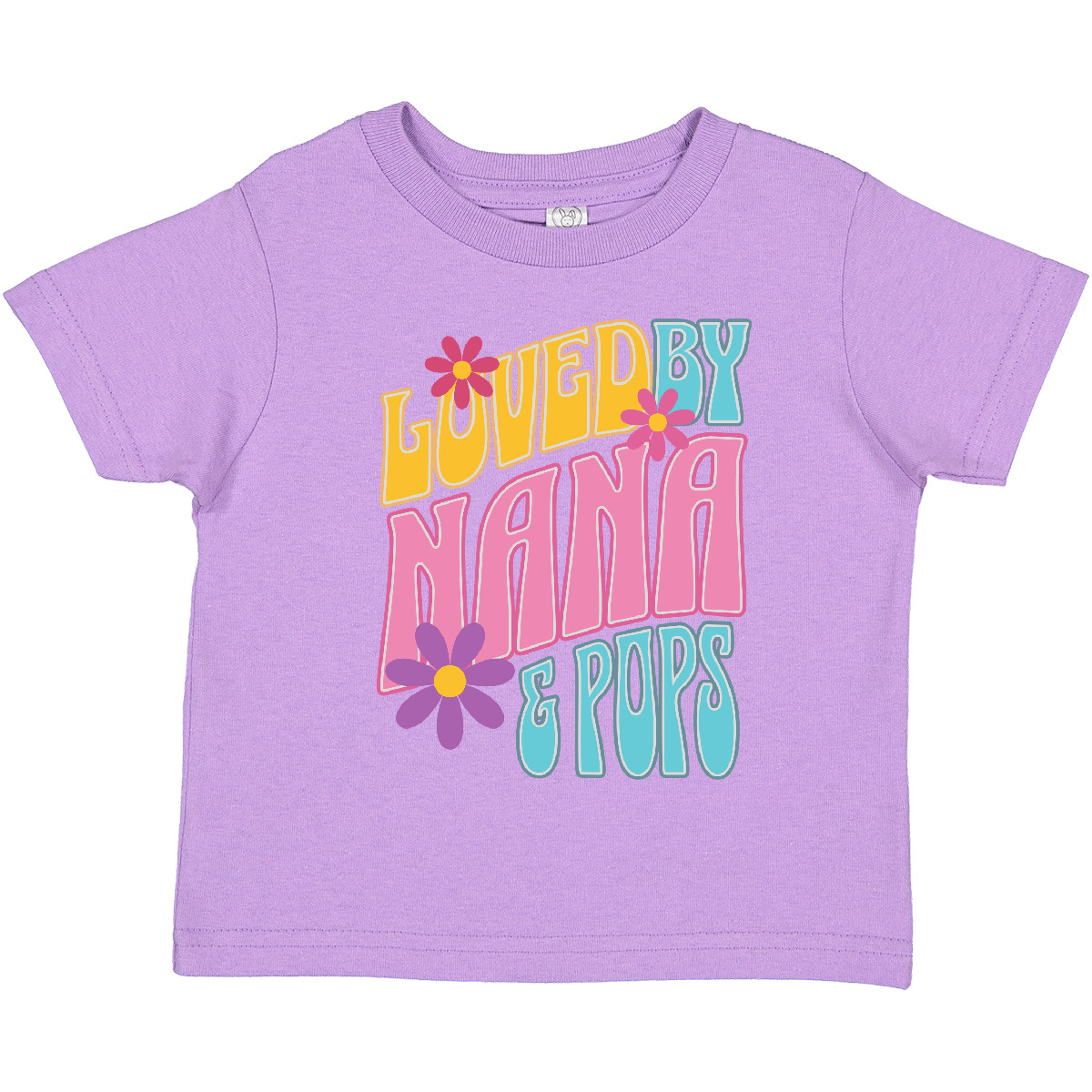 Inktastic Nana And Pops Love Me Retro Flowered Toddler T-Shirt Granddaughter Kid - Picture 8 of 16