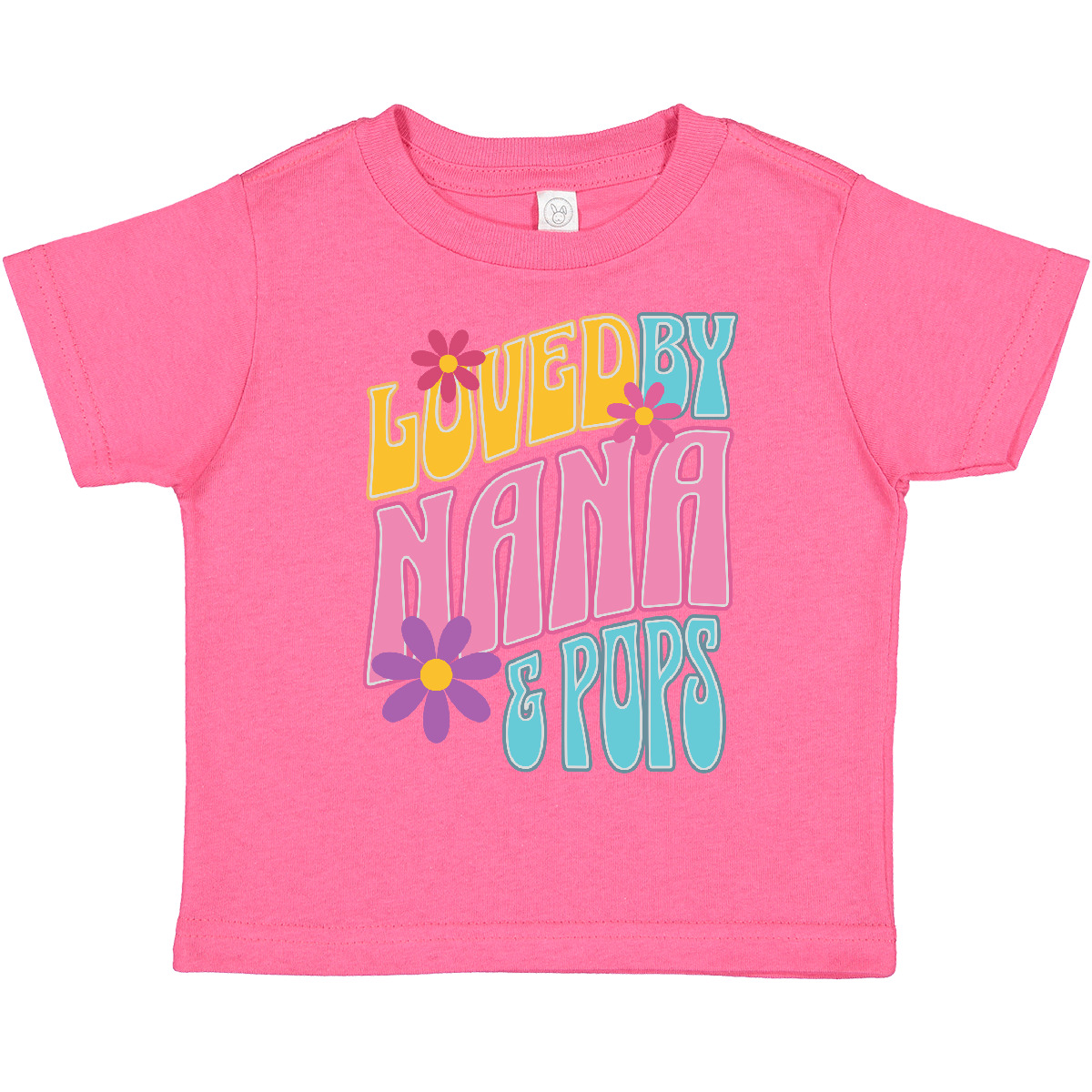 Inktastic Nana And Pops Love Me Retro Flowered Toddler T-Shirt Granddaughter Kid - Picture 6 of 16