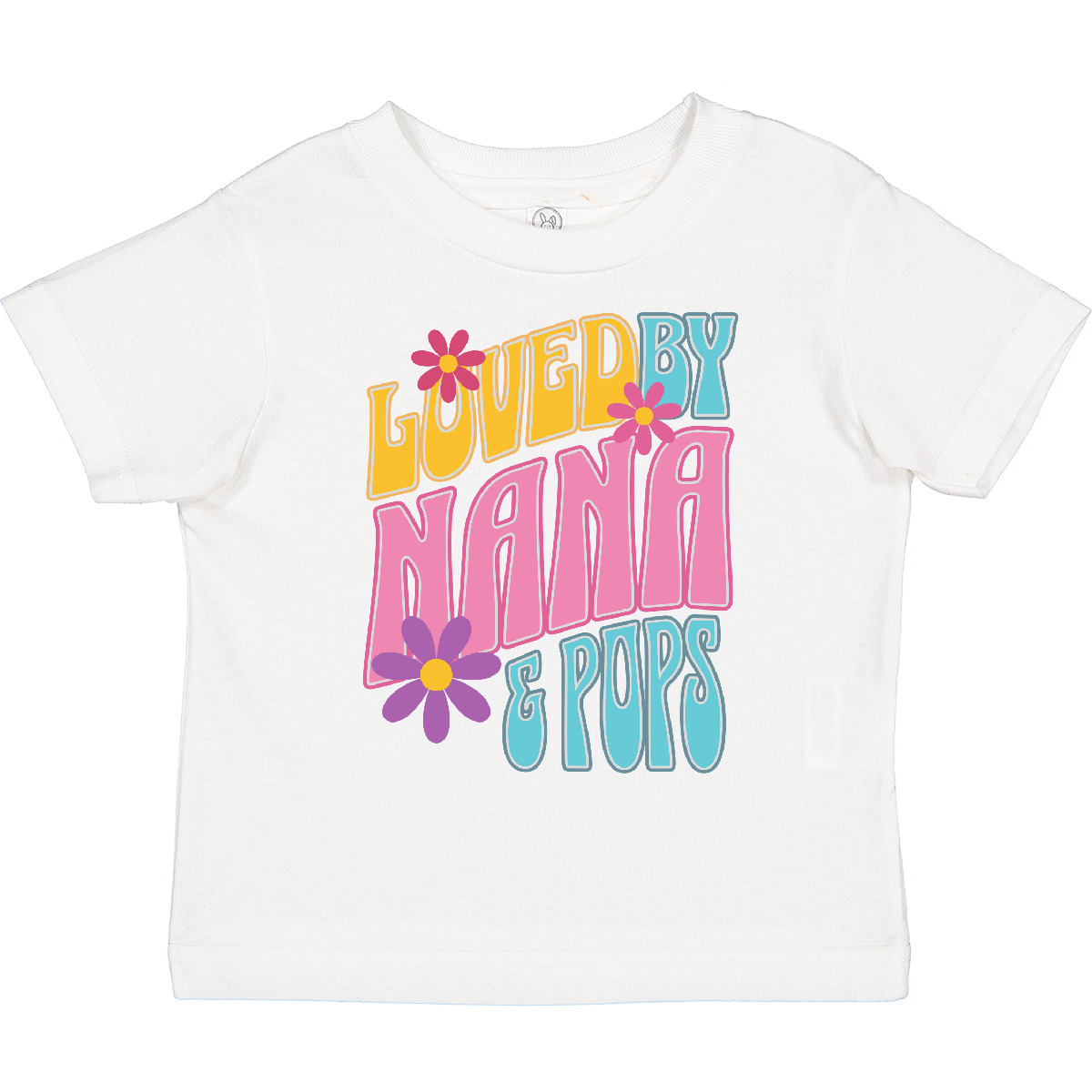 Inktastic Nana And Pops Love Me Retro Flowered Toddler T-Shirt Granddaughter Kid - Picture 15 of 16