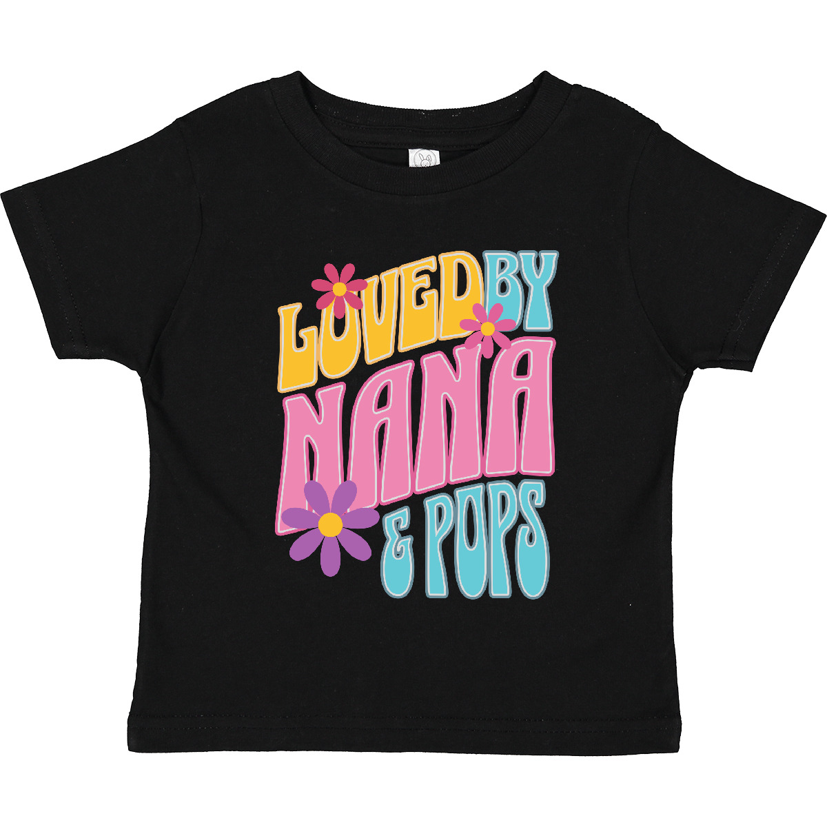 Inktastic Nana And Pops Love Me Retro Flowered Toddler T-Shirt Granddaughter Kid - Picture 2 of 16