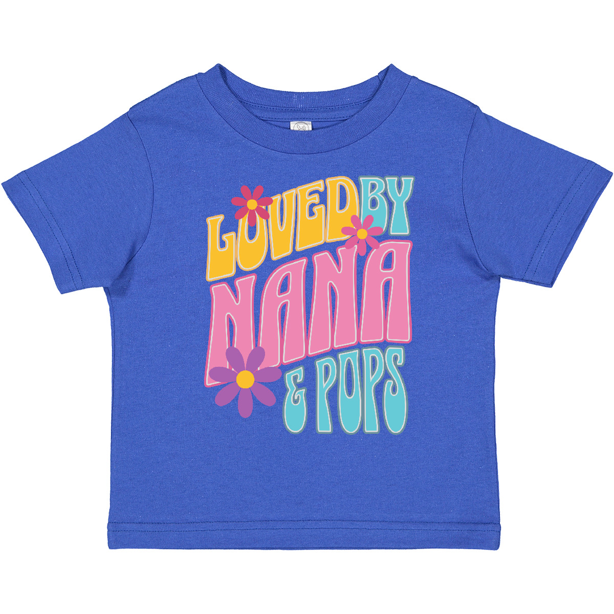 Inktastic Nana And Pops Love Me Retro Flowered Toddler T-Shirt Granddaughter Kid - Picture 13 of 16