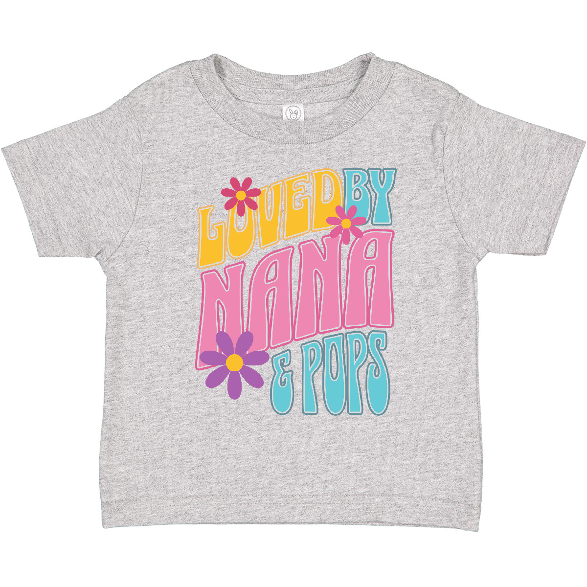Inktastic Nana And Pops Love Me Retro Flowered Toddler T-Shirt Granddaughter Kid - Picture 3 of 16