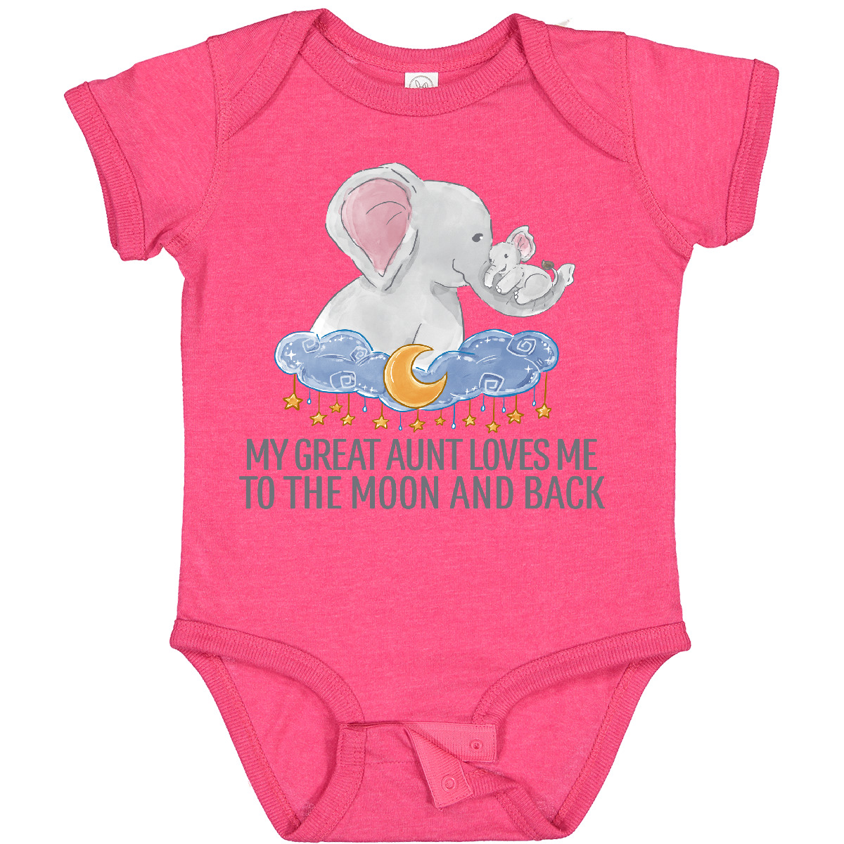 Inktastic My Great Aunt Loves Me To The Moon And Back Elephants Baby Bodysuit - Picture 9 of 11
