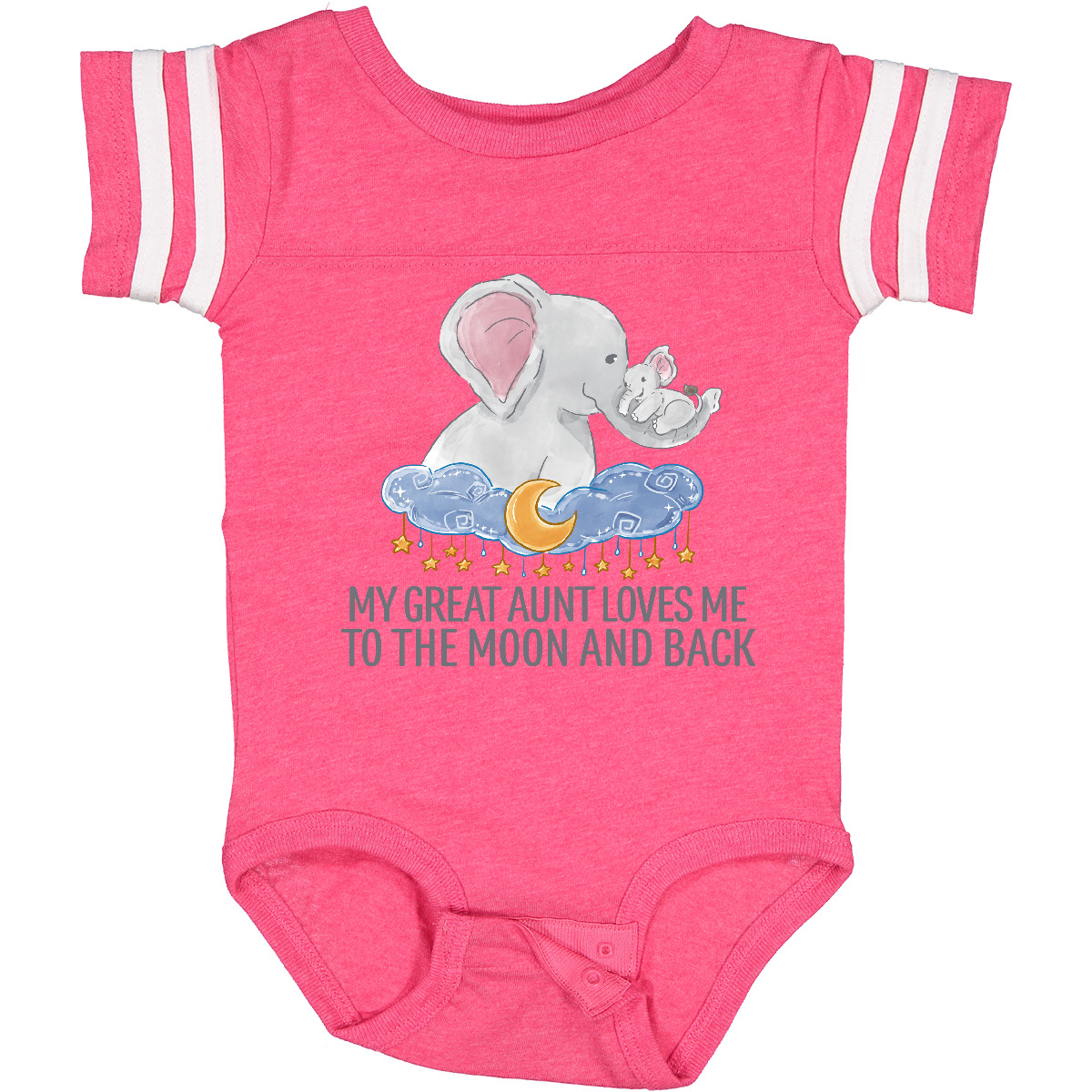 Inktastic My Great Aunt Loves Me To The Moon And Back Elephants Baby Bodysuit - Picture 3 of 11