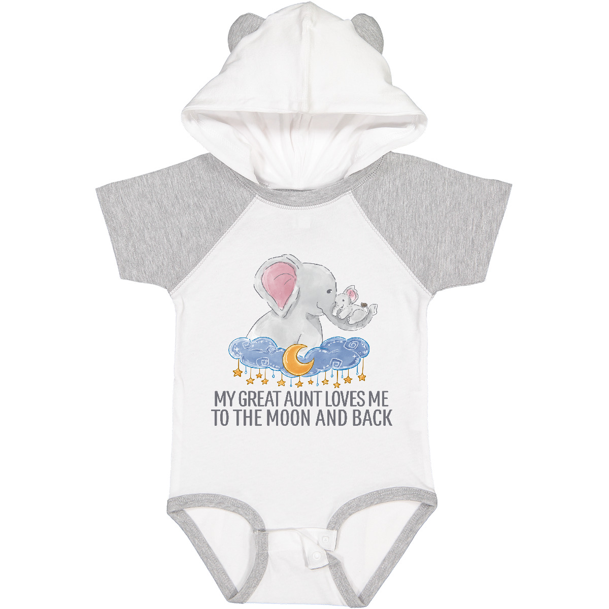 Inktastic My Great Aunt Loves Me To The Moon And Back Elephants Baby Bodysuit - Picture 10 of 11